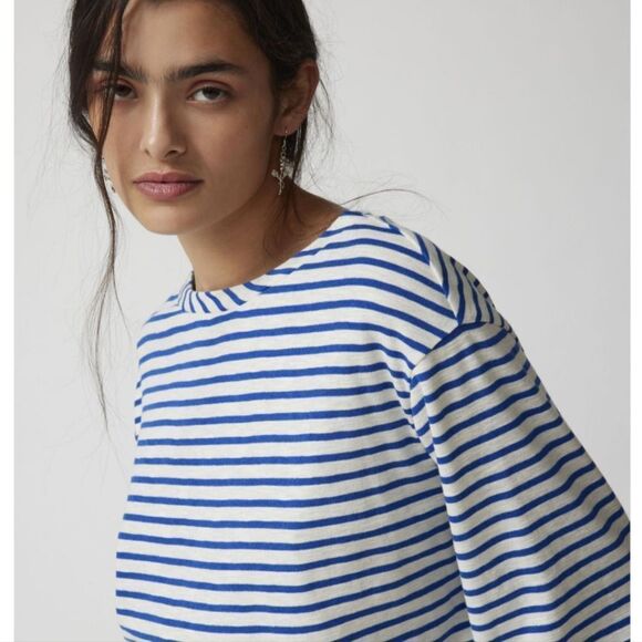 NWT striped oversized cropped Breton top sz xs - Picture 4 of 7